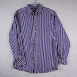 RM Williams Stockyard Shirt Mens Medium Blue White Red Striped Button Down